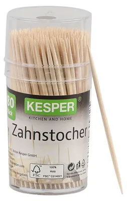 Zdjęcie produktu dla KESPER Zahnstocher Birke 180 St 12 Stück Verkaufseinheit 115252 4000270699825