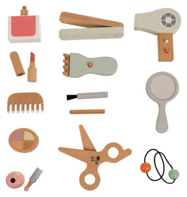Produktbild von Kruzzel 26457 Kinder-Kosmetikset aus Holz im Koffer, 17-teilig, rosa