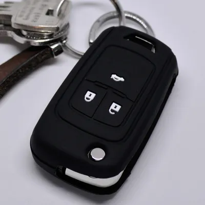 Produktbild von Auto Schlüssel Silikon Schutz Hülle Schwarz kompatibel mit Opel Insignia Zafira Meriva ab 2008 Chevrolet Cruze Trax Matiz Aveo Spark 3 Tasten Klappschlüssel