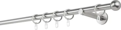Produktbild von Gardinenstange auf Maß 20mm Ball 1-lauf Wandträger 12cm Farbe: Edelstahl-Optik, Größe: 380cm