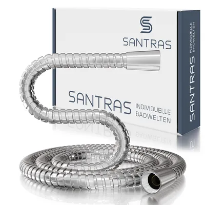 Produktbild von SANTRAS® Duschschlauch aus Metall 1/2" in Chrom - 70 cm Brauseschlauch