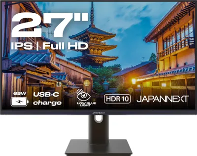 JAPANNEXT JN-IPS27FHDR-C65W-HSP, 68,6 cm (27"), 1920 x 1080 Pixel, Full HD, LED, 8 ms, Schwarz