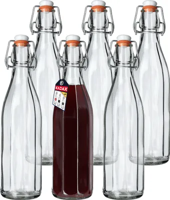 Produktbild von KADAX Butelka Szklana Na Nalewkę Wino Sok Korek 1L 6szt