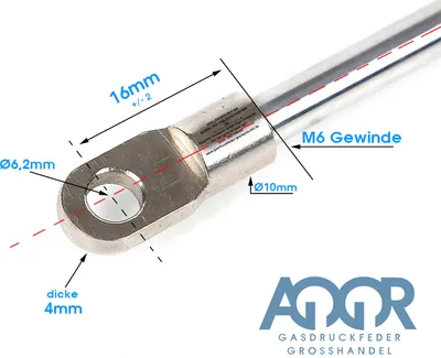 Produktbild von Gasdruckfeder Gasdruckdämpfer Ersatz für Stabilus LIFT-O-MAT 192856 0100N mit Augenaufnahme M6 185/60/100N