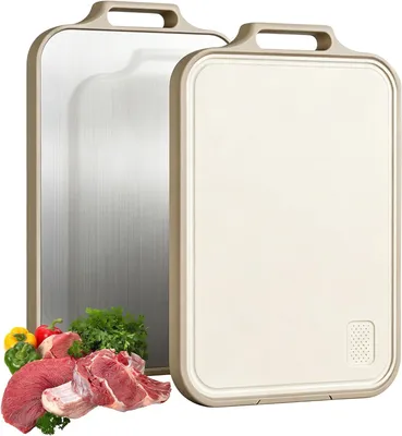 Obrázok produktu pre Krájacia doska 44 x 29 cm, nehrdzavejúca oceľ, obojstranná, pre kuchyňu