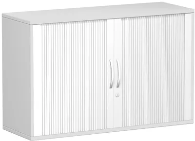 Produktbild von Geramöbel Anstell-Querrollladenschrank Oberboden 25 mm, mit Stellfüßen, abschließbar, 1200x425x720, Silber/grau, S-312110-SL