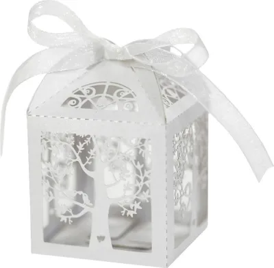 Produktbild von 50 Pack Laser Cut Baum Geschenk Boxen Hochzeit Party Favor Boxen Spitze Süßigkeiten Boxen Für Hochzeit Braut Dusche Party Dekoration