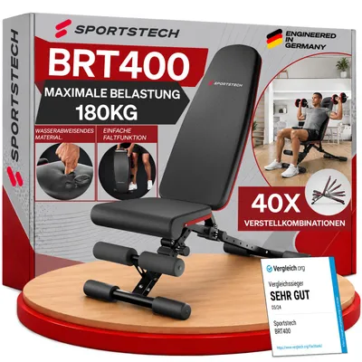 Produktbild von Sportstech Hantelbank BRT400 | Klappbar | 40+ Trainingskombis | Vollmontiert