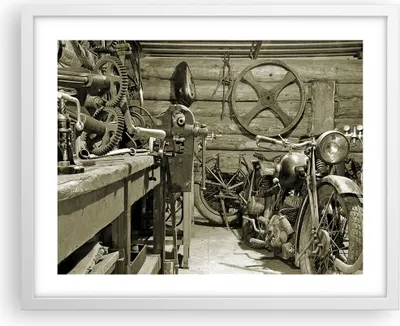 Produktbild von Gerahmtes Poster - Weißer Rahmen - Werkstatt Motor - 50x40 cm - Wand Bild - Wanddeko - Wandbilder - Kunstposter - Wandposter - Bilderrahmen - Bilder - Kunstdruck - Wandbild - P2WAA50x40-3519