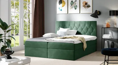 Produktbild von Boxspringbett Schlafzimmerbett MANOLIS 180x200cm Stoff Alova Grün