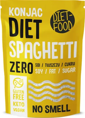 Zdjęcie produktu dla MAKARON (KONJAC) SPAGHETTI BEZGLUTENOWY 270 g (200 g) - DIET-FOOD