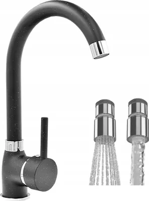 Immagine prodotto di Granitan | BETA - Miscelatore da cucina - Orientabile a 360° - Nero - Ottone - Carica in Vetroceramica