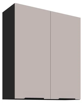Produktbild von Küchen Hängeschrank 80 cm Küche ARONA Kaschmir beige matt + Schwarz matt Küchenzeile Küchenblock Küche Einbauküche