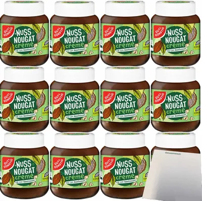 Produktbild von Gut & Günstig Nuss-Nougat-Creme mit 13% Haselnüssen 12er Pack (12x400g Glas) + usy Block