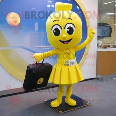 Immagine prodotto di Personaggio del costume della mascotte REDBROKOLY dell Alleanza gialla vestito con una gonna e valigette