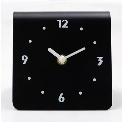 Immagine prodotto di Orologio da tavolo, semplice, moderno, con meccanismo silenzioso, soprammobile da scrivania in metallo per camera da letto, comodino, soggiorno, casa, nero