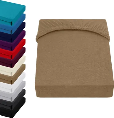 Produktbild von Premium Spannbettlaken für Boxspringbett/Wasserbett 200x220-220x240cm +40cm STEG , Farbe: Beige