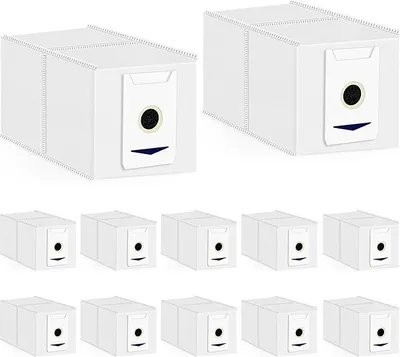 A collection of white vacuum cleaner dust bags arranged in a grid.