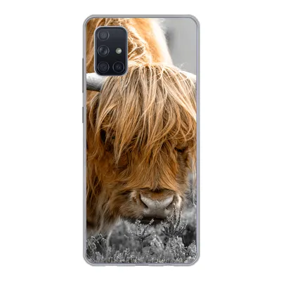 Produktbild von MuchoWow® Handyhülle Schutzhülle Hülle für Samsung Galaxy A71 Scottish Highlander - Pflanzen - Schwarz - Weiß Silikon Softcase Handy Hülle - Kartenbesitzer