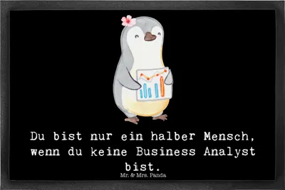 Produktbild von Mr. & Mrs. Panda Fußabtreter Business Analyst Herz 40 x 60 cm - Schwarz - Geschenk, Gummimatte, Schmutzfangmatte, Schmutzmatte, fußmatte, Türvorleger, Fussmatte
