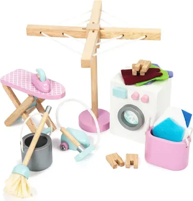 Produktbild von Le Toy Van Puppenhaus Holz Waschküche Set -100% Spielzeug