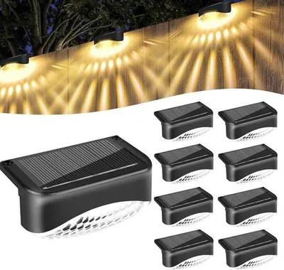 Obrázok produktu pre Sada LED reflektorov na balkón a terasu – 8 ks – Solárne záhradné osvetlenie – Vodotesnosť IP65 – Do záhrady, na balkón, plot a terasu