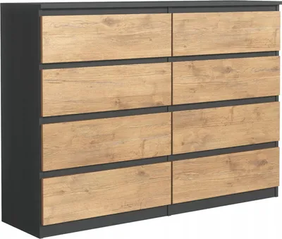Produktbild von 3e-3xe-living.com Kommode Anthrazit/Lancelot-Eiche, 101x120x39 cm, Spanplatte & Faserplatte, schlicht, modern, Schubladen Rollenführung, PVC-Kante