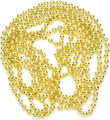 Image de collier de perles en or de 6mm, 2.7 mètres de long, Pour les décorations de Noël, les mariages & les accessoires de vêtements