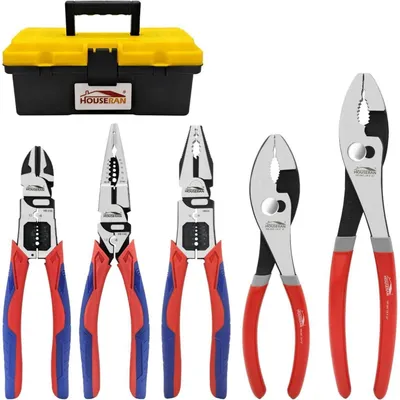 Productafbeelding van Zangenset, 5-delig: glijgrijper, spantang, combinatietang. 5 stuks