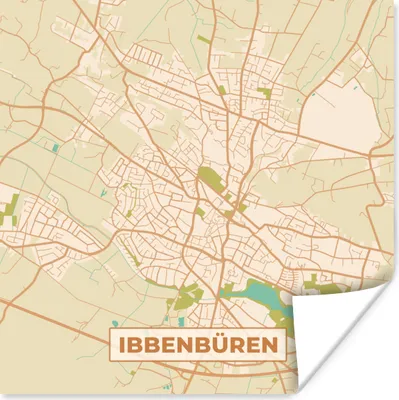 Produktbild von MuchoWow® Poster Ibbenbüren - Vintage - Karte - Stadtplan 50x50 cm - Wohnzimmerdekoration