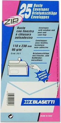 Zdjęcie produktu dla Blasetti 0551, Biały, 100 x 40 mm, 90 g/m², 110 mm, 230 mm, 25 szt.