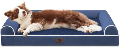 Immagine prodotto di Cuccia ortopedica per cani, colore blu navy, dimensioni L: 91x68x16 cm