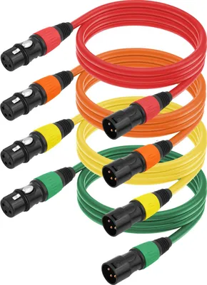 Obrázok produktu pre Kábel XLR, 4 kusy, mikrofónový kábel, 1,8 m, samec - samica, mikrofón, plug-and-play, 3-pólový vyvážený reproduktor pre pódiové vystúpenia, štúdiové nahrávky, profesionálny audio systém