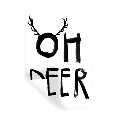 Obrázok produktu pre MuchoWow® Wall Tattoo Samolepky na stenu - Oh Deer - Christmas - Animals - Antlers 80x120 cm Samolepiace a polohovateľné - Repositionable - Water repellent