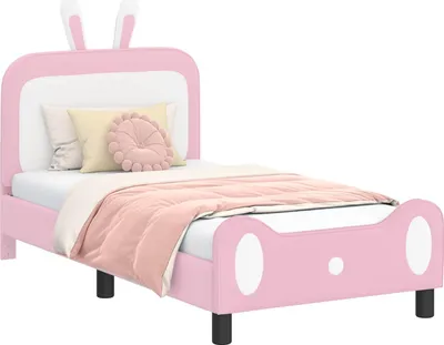 Image de Cadre de lit pour enfants avec tête de lit Rose 80 x 160 cm PU