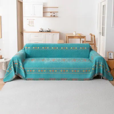 Zdjęcie produktu dla Koc 180x420 cm - Miękki koc z chenille - Można prać - Zielony - Do sof