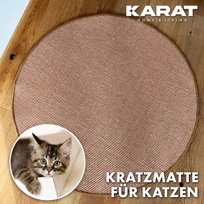 Produktbild von Katzen-Kratzmatte Rund Sisal Kratzteppich für Krallenpflege Kork 80 cm Durchmesser