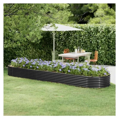 Produktbild von Hochbeet aus pulverbeschichtetem Stahl 396x100x36 cm anthrazit