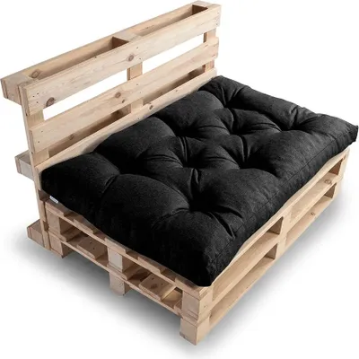 Image de Coussin de palette, Coussin de canapé de jardin, Coussin d'assise, N_PPI (Coussin d'assise 120x80, Noir)