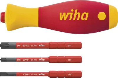 Produktbild von Wiha Schraubendreher mit Bithalter Set SoftFinish slimVario electric, 147 g