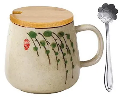Productafbeelding van Koffiekop met deksel, keramiek, 400 ml, handgeschilderd, onderglazuur, stijl C