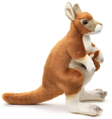 Produktbild von Uni-Toys - Känguru mit Baby (angenäht), stehend - 23 cm (Höhe) - Plüschtier, Kuscheltier
