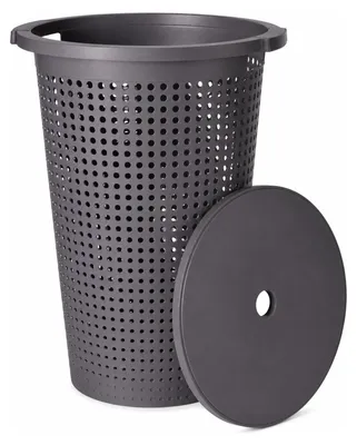 Produktbild von Waschekorb mit Deckel – dunkelgrau – 35 Liter – 40 x 52 cm – Kunststoff – rund