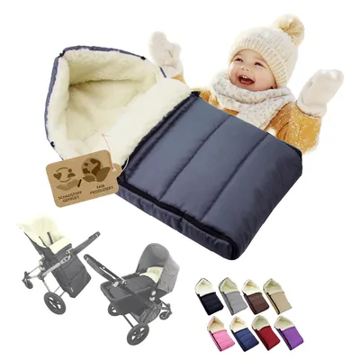 Produktbild von BAMBINIWELT Winterfußsack Fußsack universal  90cm für Babyschale Kinderwagen Buggy Wolle LINIERT