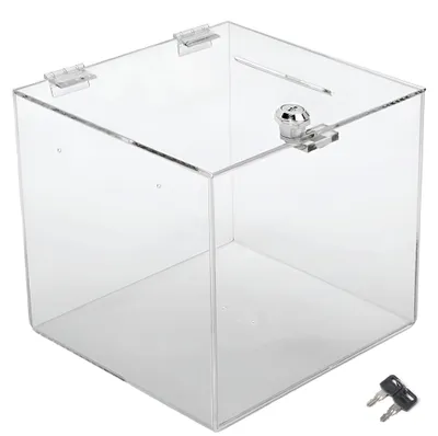 Produktbild von Transparente Spendenbox mit Schloss und Klappe
