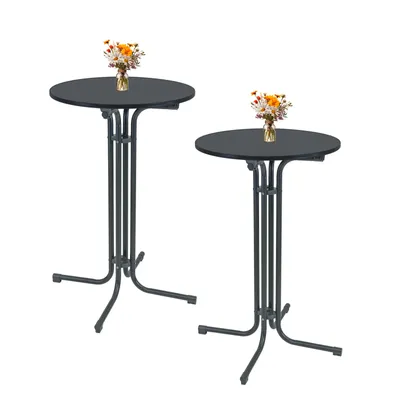 Produktbild von 2x Stehtisch klappbar Ø 70 cm Höhe 110 cm Stahl Gastrotisch Partytisch Bistrotisch in Anthrazit