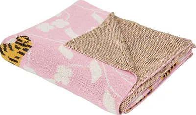 Obrázek produktu pro BELIANI Dětská přikrývka růžová bavlna 130 x 180 cm přehoz na postel útulný tygří vzor ložnice dětský pokoj moderní design