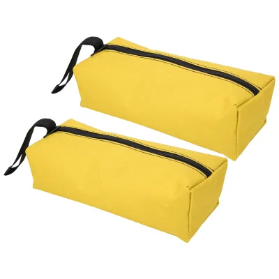 Imagen del producto de Bolsa portátil de mano para guardar herramientas, tamaño S, con organizador para herramientas de reparación y correa de muñeca (amarilla). (Cantidad: 2)