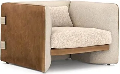 Produktbild von Wohnzimmer Set 3tlg 2x Beige Sessel Polstermöbel Luxus Holz Couchtisch