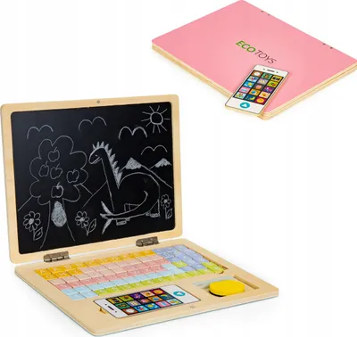 Produktbild von Magnetische Lerntafel aus Holz für Laptop mit Telefon und Buchstaben ECOTOYS